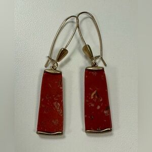Robert Lee Morris Red Jasper and Gold Tone Metal Earrings